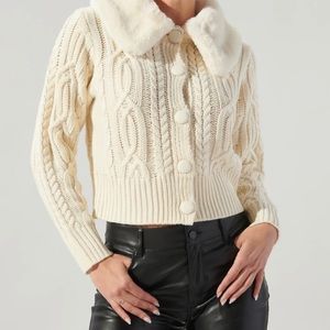 New Modern and Stylish Angel Soft Fur Collar Cardigan